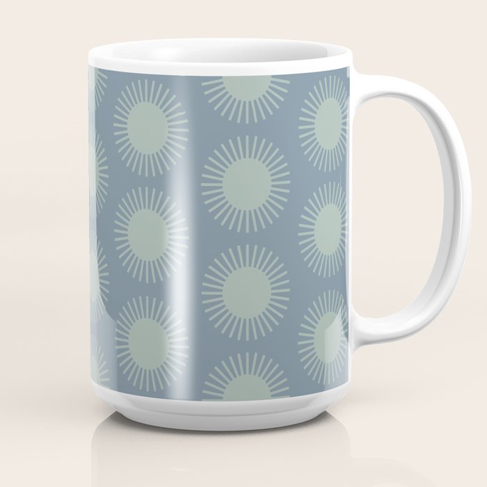 Boho Summer Sun Pattern V Neutral Blue Sage Green Coffee Mug Gallery Image 2