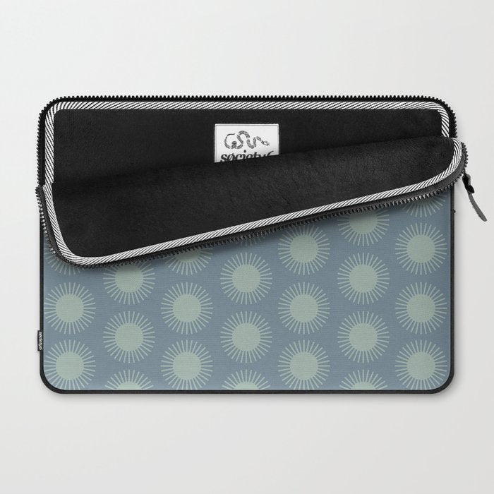 Boho Summer Sun Pattern V Neutral Blue Sage Green Laptop Sleeve Gallery Image 2