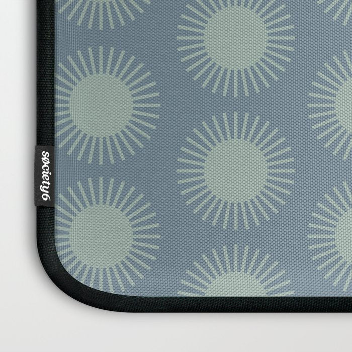 Boho Summer Sun Pattern V Neutral Blue Sage Green Laptop Sleeve Gallery Image 3