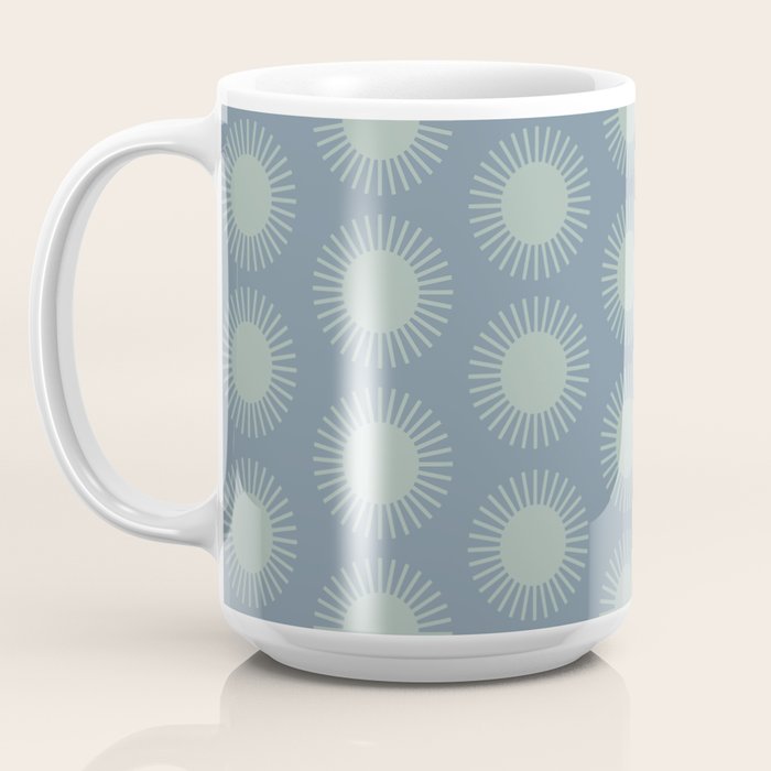 Boho Summer Sun Pattern V Neutral Blue Sage Green Coffee Mug Gallery Image 3