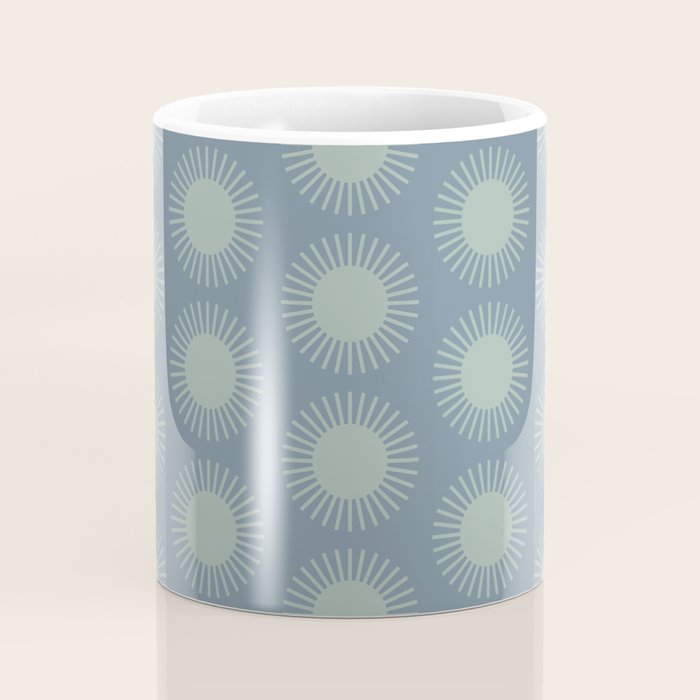 Boho Summer Sun Pattern V Neutral Blue Sage Green Coffee Mug Gallery Image 4