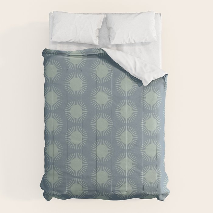Boho Summer Sun Pattern V Neutral Blue Sage Green Comforter Gallery Image 6