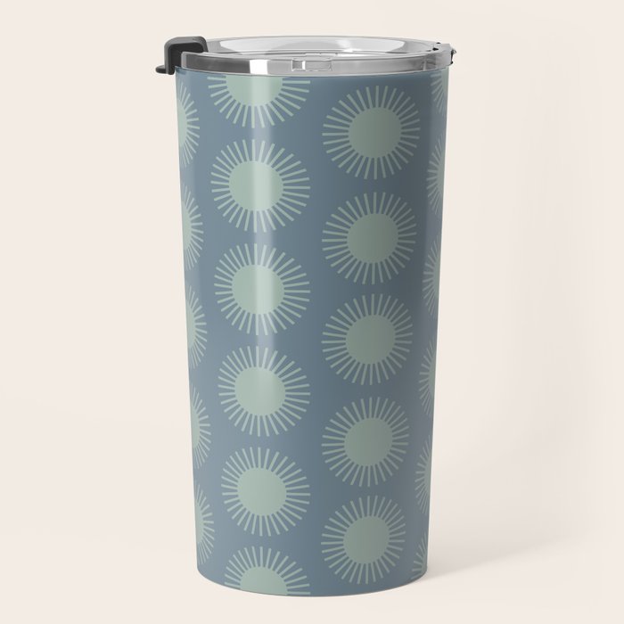 Boho Summer Sun Pattern V Neutral Blue Sage Green Travel Mug Gallery Image 3