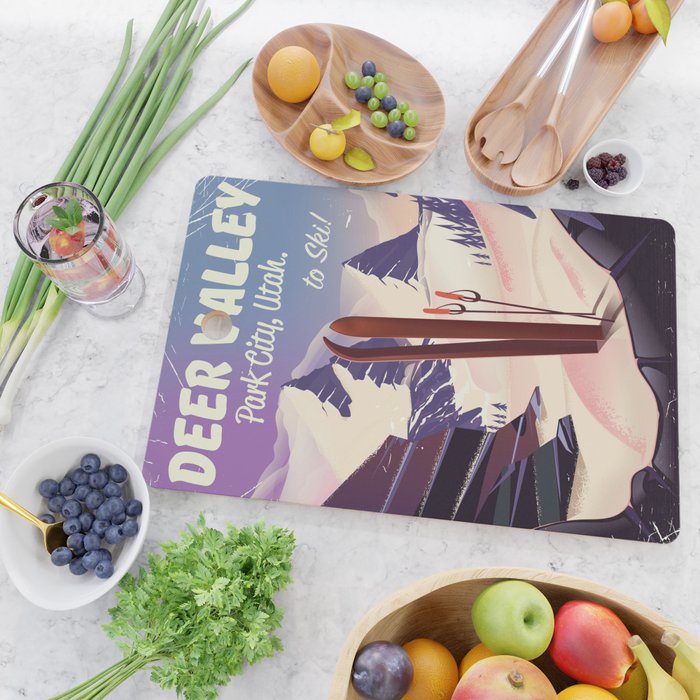 Deer Valley, park city, Utah, ski poster print. Cutting Board Gallery Image 2