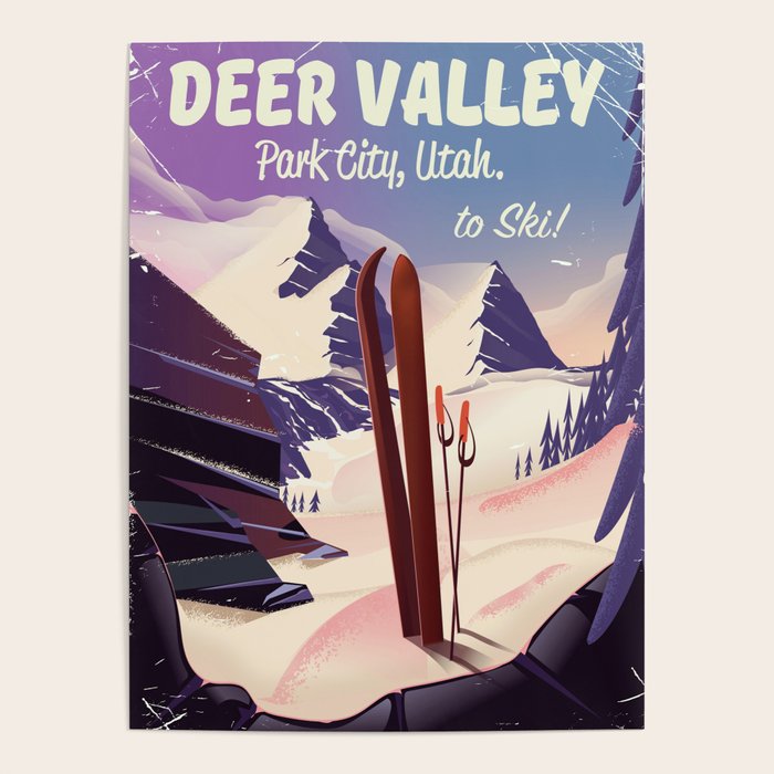 Deer Valley, park city, Utah, ski poster print. Poster Gallery Image 4