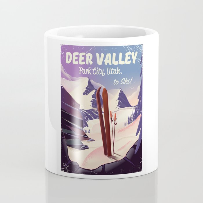 Deer Valley, park city, Utah, ski poster print. Coffee Mug Gallery Image 4