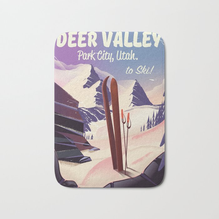 Deer Valley, park city, Utah, ski poster print. Bath Mat Gallery Image 1