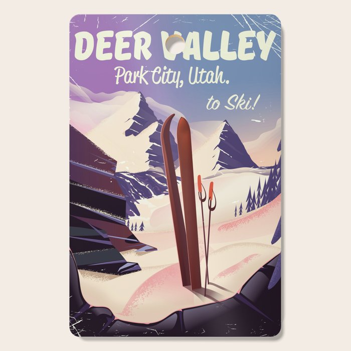 Deer Valley, park city, Utah, ski poster print. Cutting Board Gallery Image 1