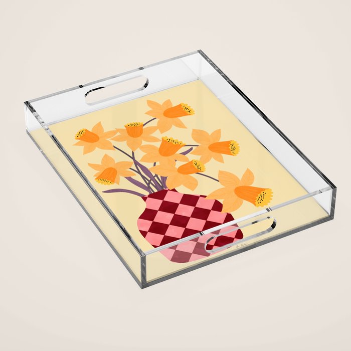 Daffodils and vase Acrylic Tray Gallery Image 1