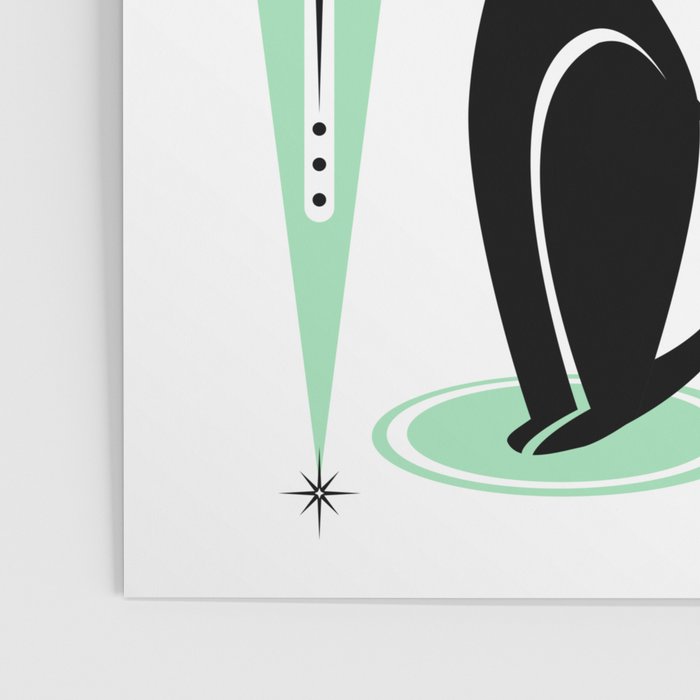 Mid Century Meow Retro Atomic Cats - w/ Mint on White Poster Gallery Image 3
