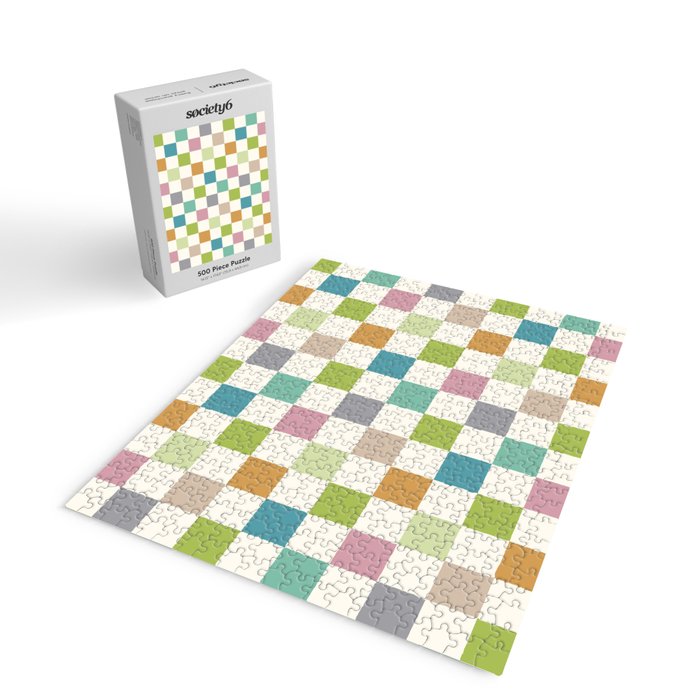 Retro Colorful Checkered Pattern II Jigsaw Puzzle Gallery Image 2