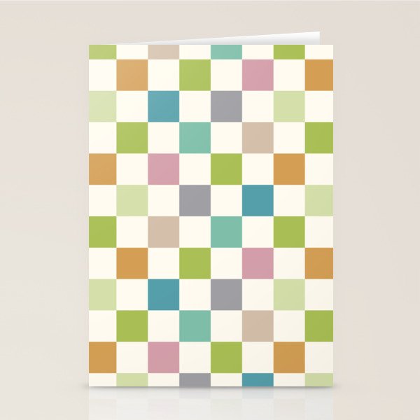 Retro Colorful Checkered Pattern II Stationery Card Gallery Image 1