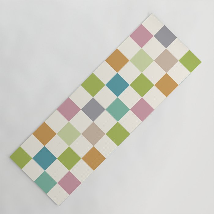 Retro Colorful Checkered Pattern II Yoga Mat Gallery Image 1