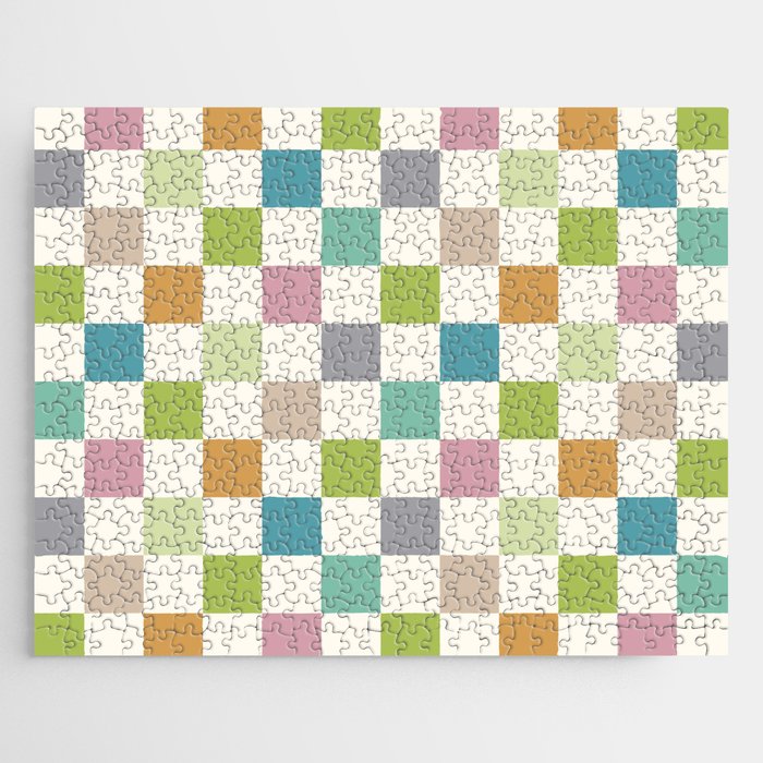 Retro Colorful Checkered Pattern II Jigsaw Puzzle Gallery Image 1