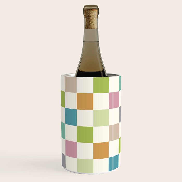 Retro Colorful Checkered Pattern II Wine Chiller Gallery Image 2