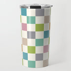Retro Colorful Checkered Pattern II Travel Mug Gallery Image 1