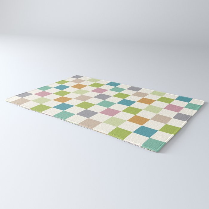 Retro Colorful Checkered Pattern II Rug Gallery Image 3