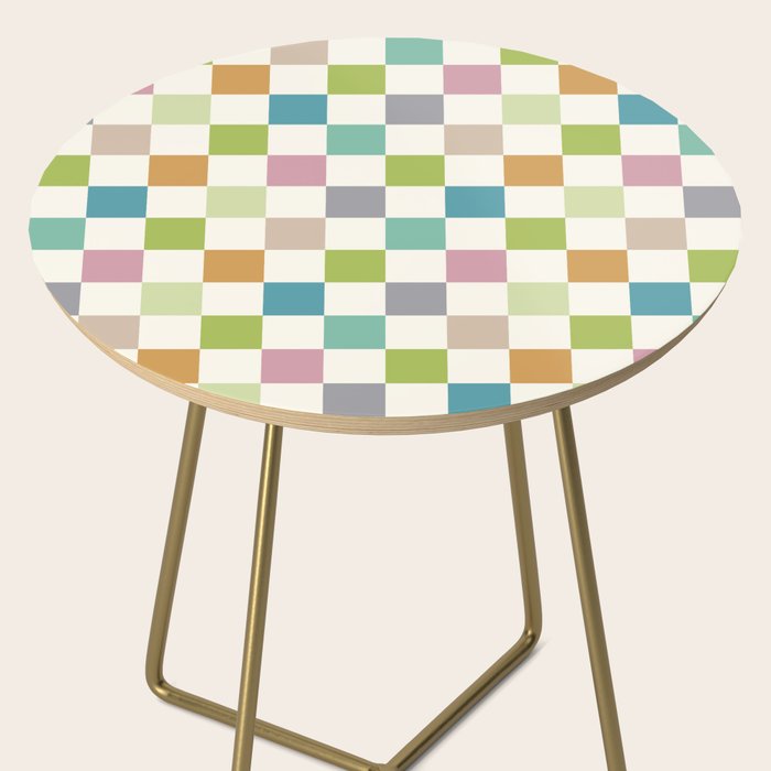Retro Colorful Checkered Pattern II Side Table Gallery Image 2
