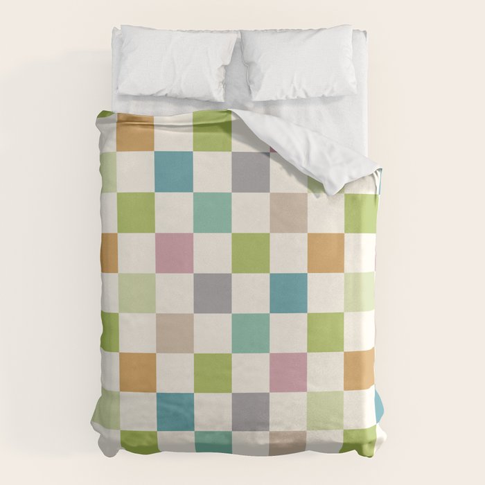 Retro Colorful Checkered Pattern II Duvet Cover Gallery Image 1