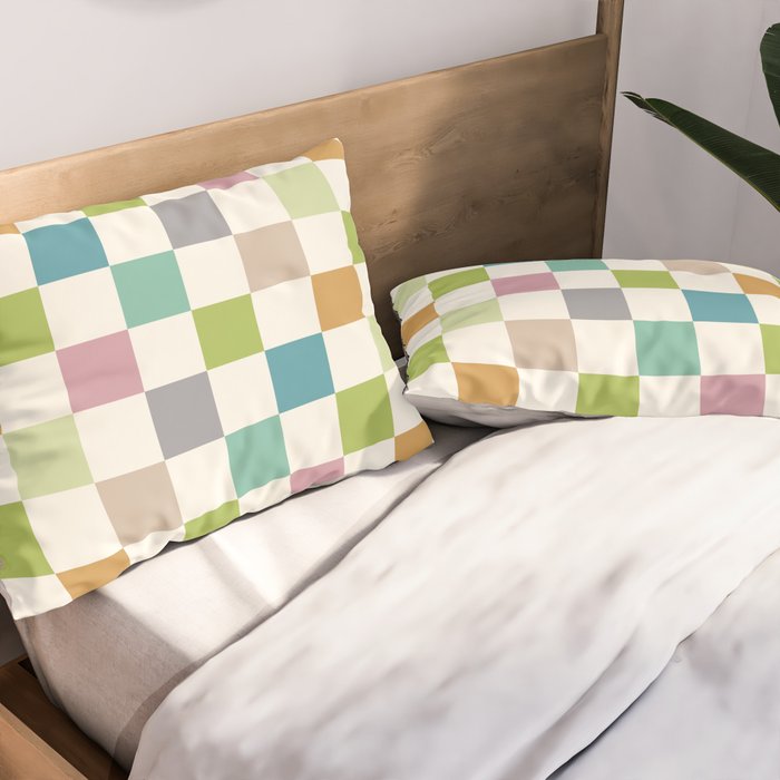 Retro Colorful Checkered Pattern II Pillow Sham Gallery Image 2