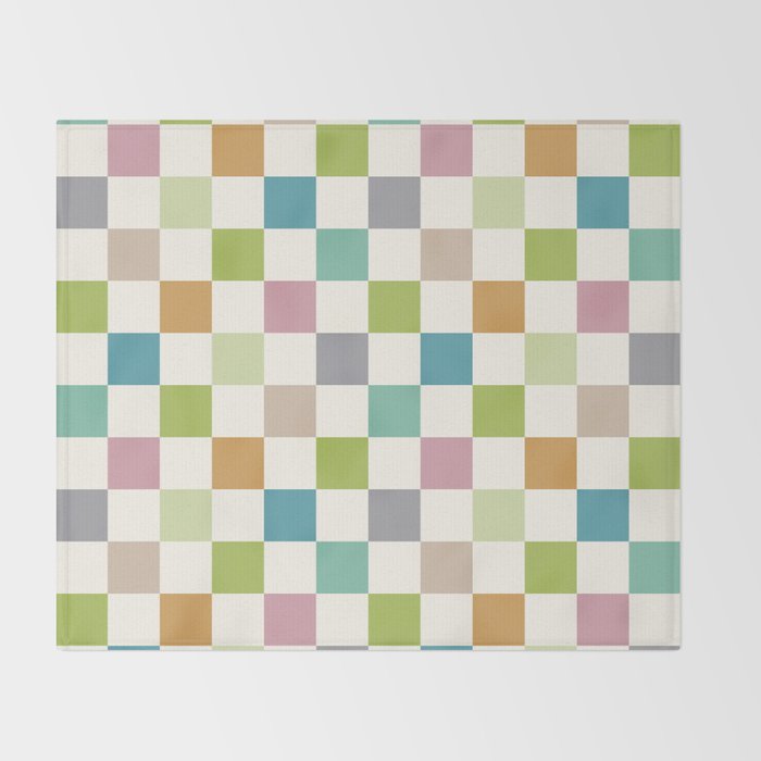 Retro Colorful Checkered Pattern II Throw Blanket Gallery Image 2