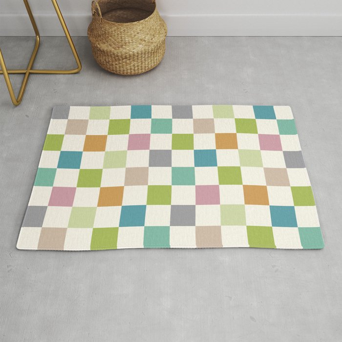 Retro Colorful Checkered Pattern II Rug Gallery Image 1