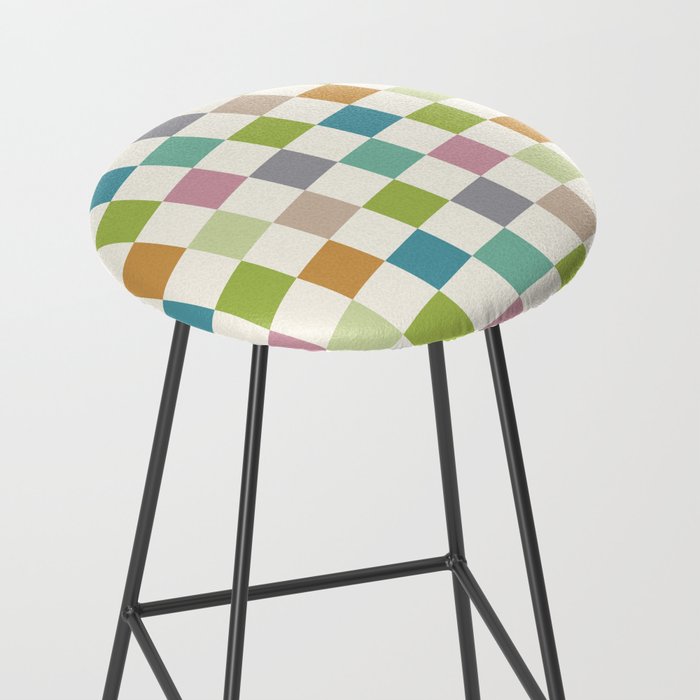 Retro Colorful Checkered Pattern II Stool Gallery Image 2