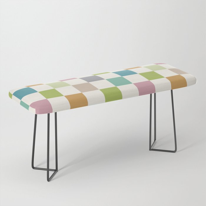 Retro Colorful Checkered Pattern II Bench Gallery Image 1