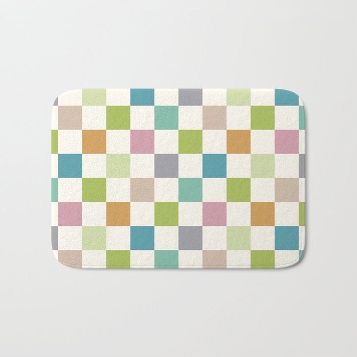 Retro Colorful Checkered Pattern II Bath Mat Gallery Image 1