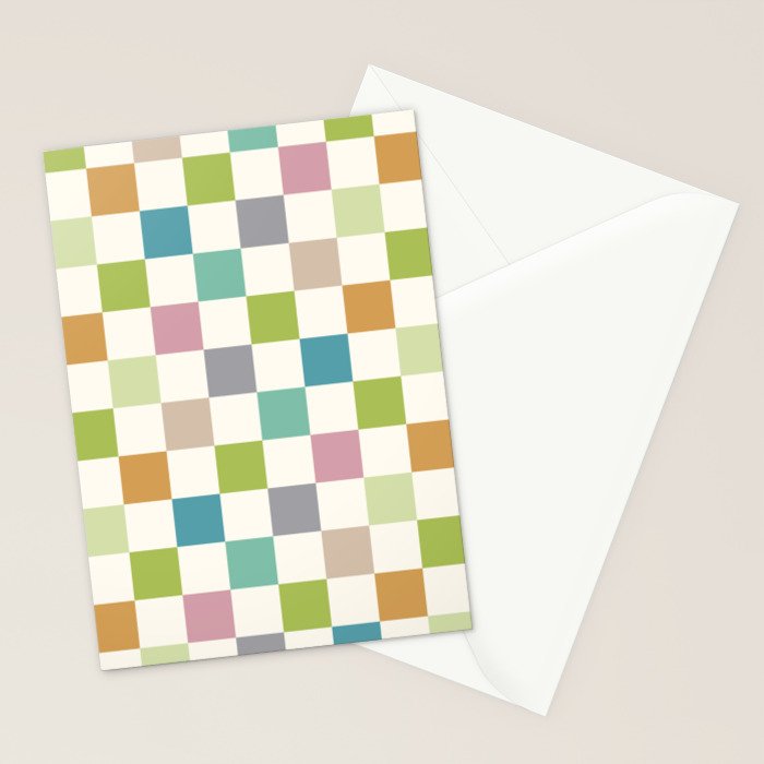 Retro Colorful Checkered Pattern II Stationery Card Gallery Image 2
