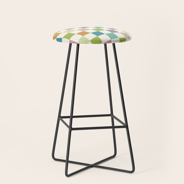 Retro Colorful Checkered Pattern II Stool Gallery Image 1