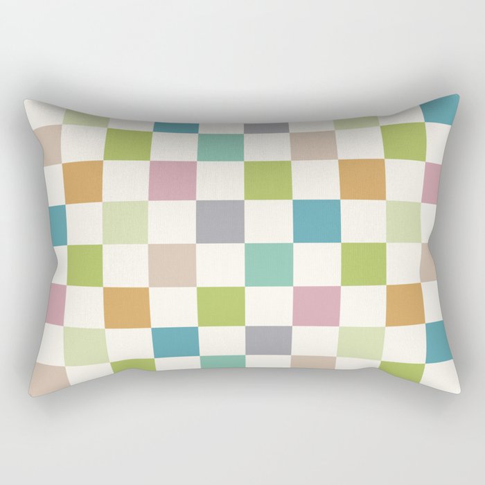 Retro Colorful Checkered Pattern II Rectangular Pillow Gallery Image 2