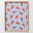 Classic Red Lobsters Pattern On Light Blue Serving Tray Gallery Image 1