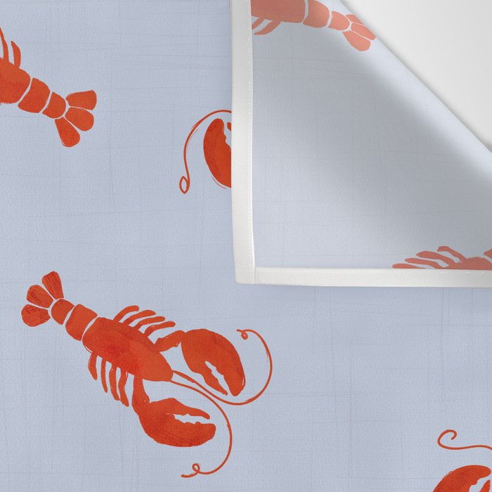 Classic Red Lobsters Pattern On Light Blue Wall Tapestry Gallery Image 3