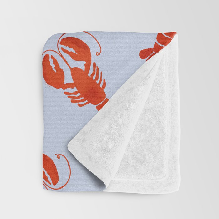 Classic Red Lobsters Pattern On Light Blue Throw Blanket Gallery Image 3
