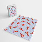 Classic Red Lobsters Pattern On Light Blue Jigsaw Puzzle Gallery Image 2