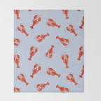 Classic Red Lobsters Pattern On Light Blue Throw Blanket Gallery Image 2