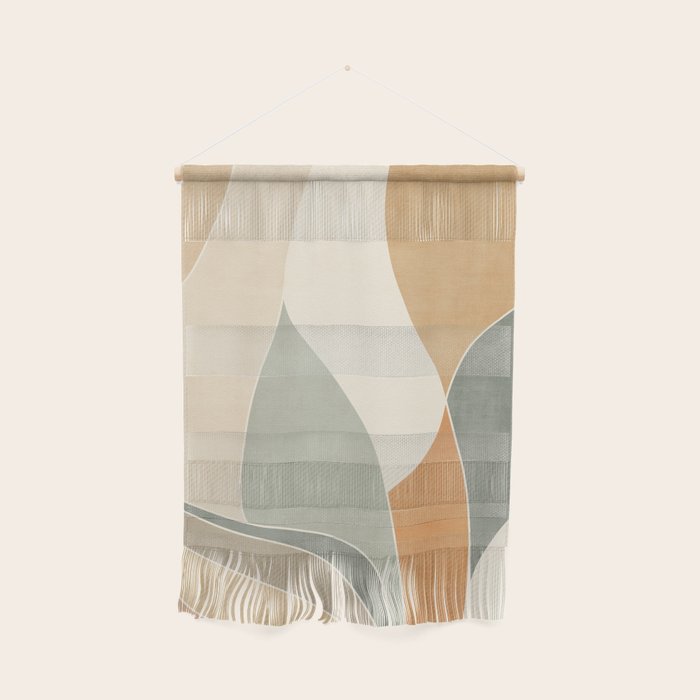 Neutral Soft Tones Modern Abstract Leaves Wall Hanging Gallery Image 1