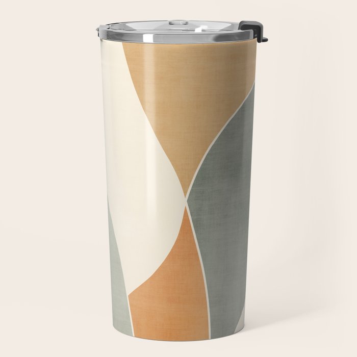Neutral Soft Tones Modern Abstract Leaves Travel Mug Gallery Image 2