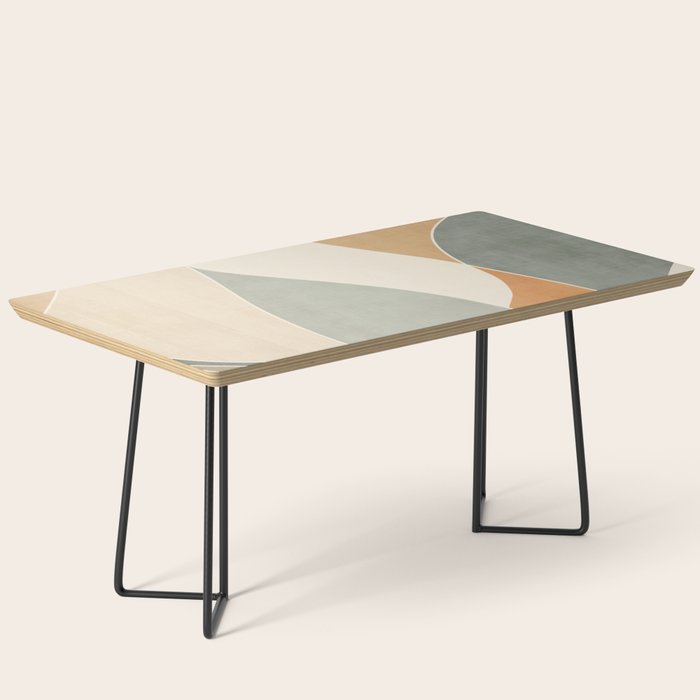 Neutral Soft Tones Modern Abstract Leaves Coffee Table Gallery Image 1