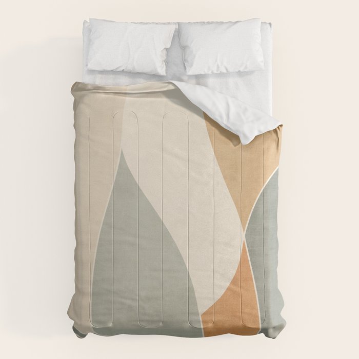 Neutral Soft Tones Modern Abstract Leaves Comforter Gallery Image 1