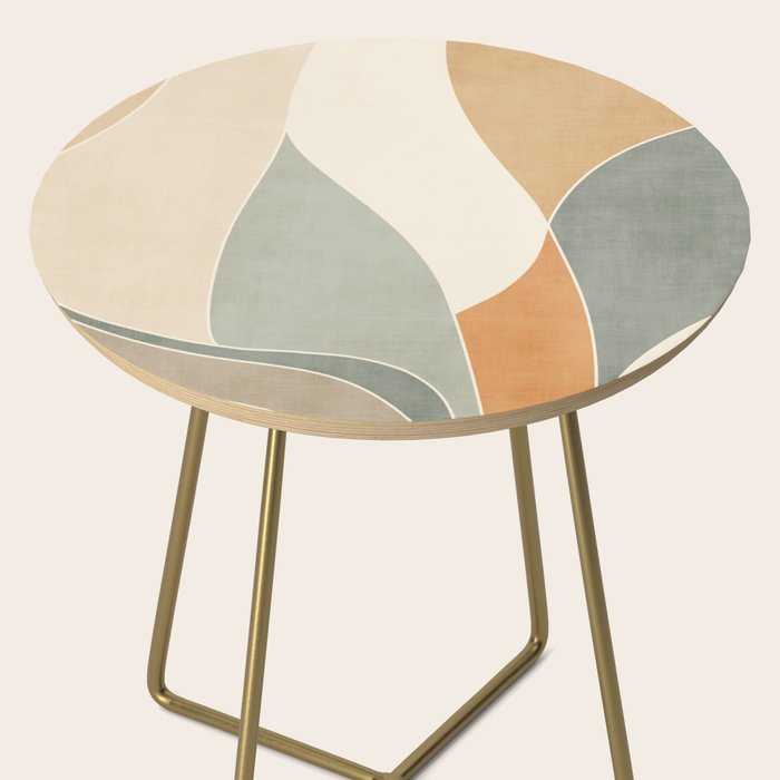 Neutral Soft Tones Modern Abstract Leaves Side Table Gallery Image 2