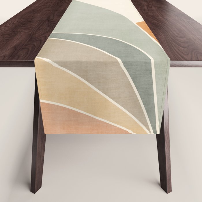 Neutral Soft Tones Modern Abstract Leaves Table Runner Gallery Image 1