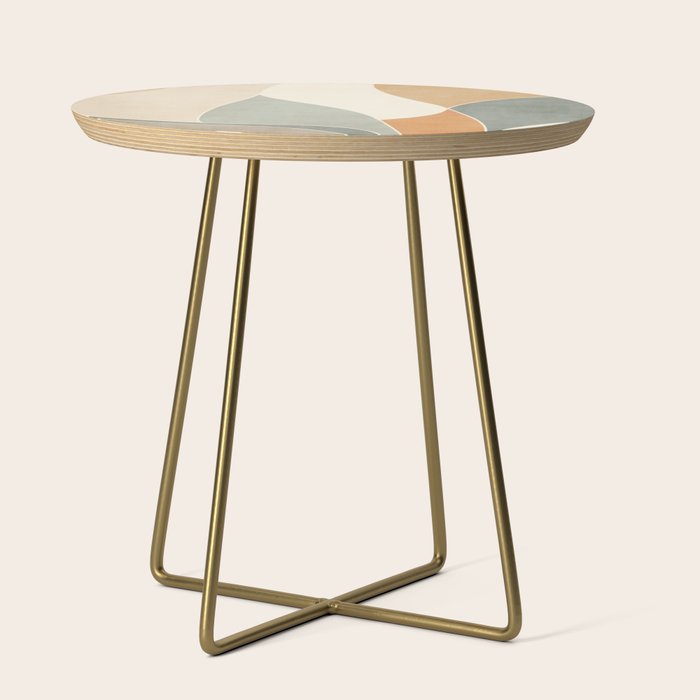 Neutral Soft Tones Modern Abstract Leaves Side Table Gallery Image 1