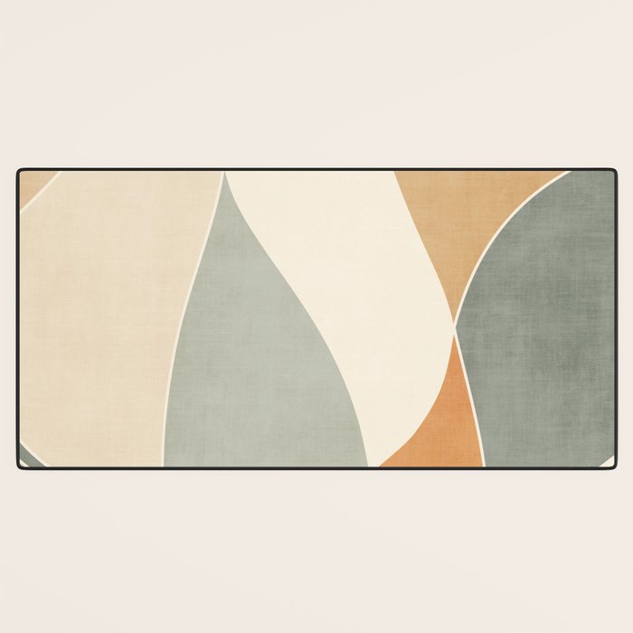 Neutral Soft Tones Modern Abstract Leaves Desk Mat Gallery Image 3