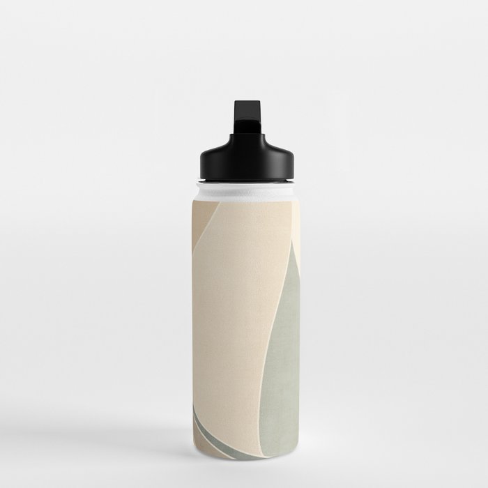 Neutral Soft Tones Modern Abstract Leaves Water Bottle Gallery Image 3