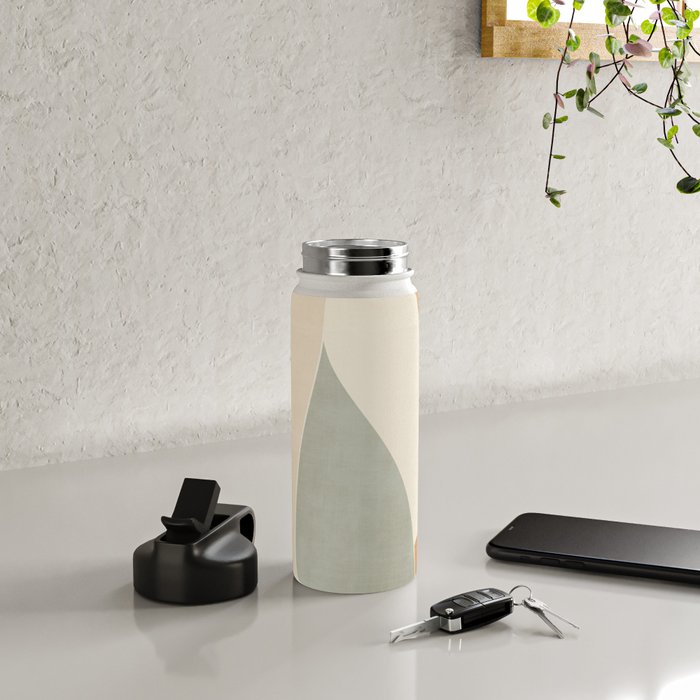 Neutral Soft Tones Modern Abstract Leaves Water Bottle Gallery Image 4