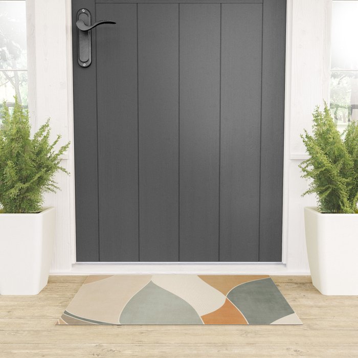 Neutral Soft Tones Modern Abstract Leaves Welcome Mat Gallery Image 3