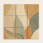 Neutral Soft Tones Modern Abstract Leaves Wood Wall Art Gallery Image 1