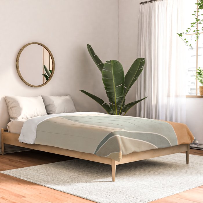 Neutral Soft Tones Modern Abstract Leaves Comforter Gallery Image 2